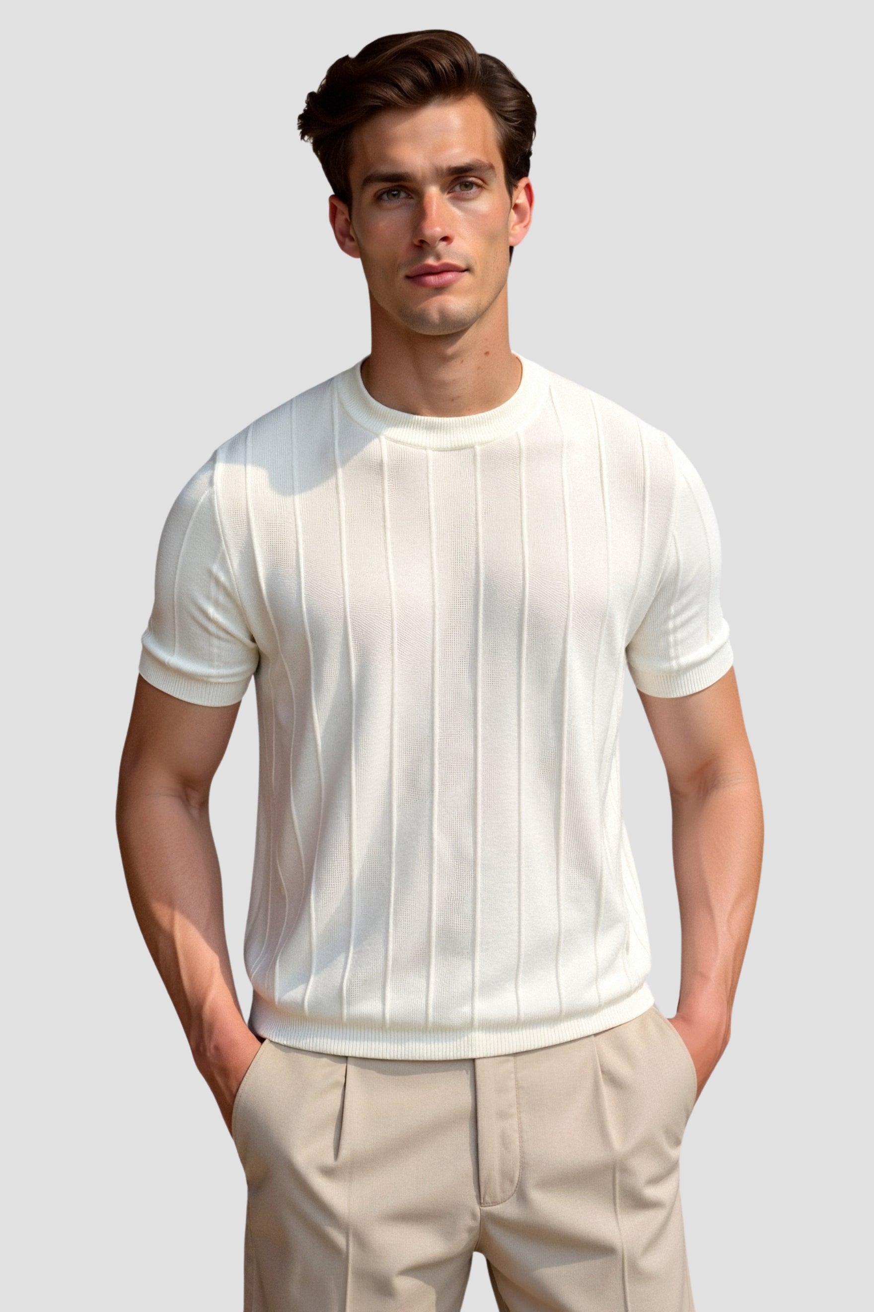 Męska Koszulka T-Shirt Paski Rozmiar L Bawełna-2