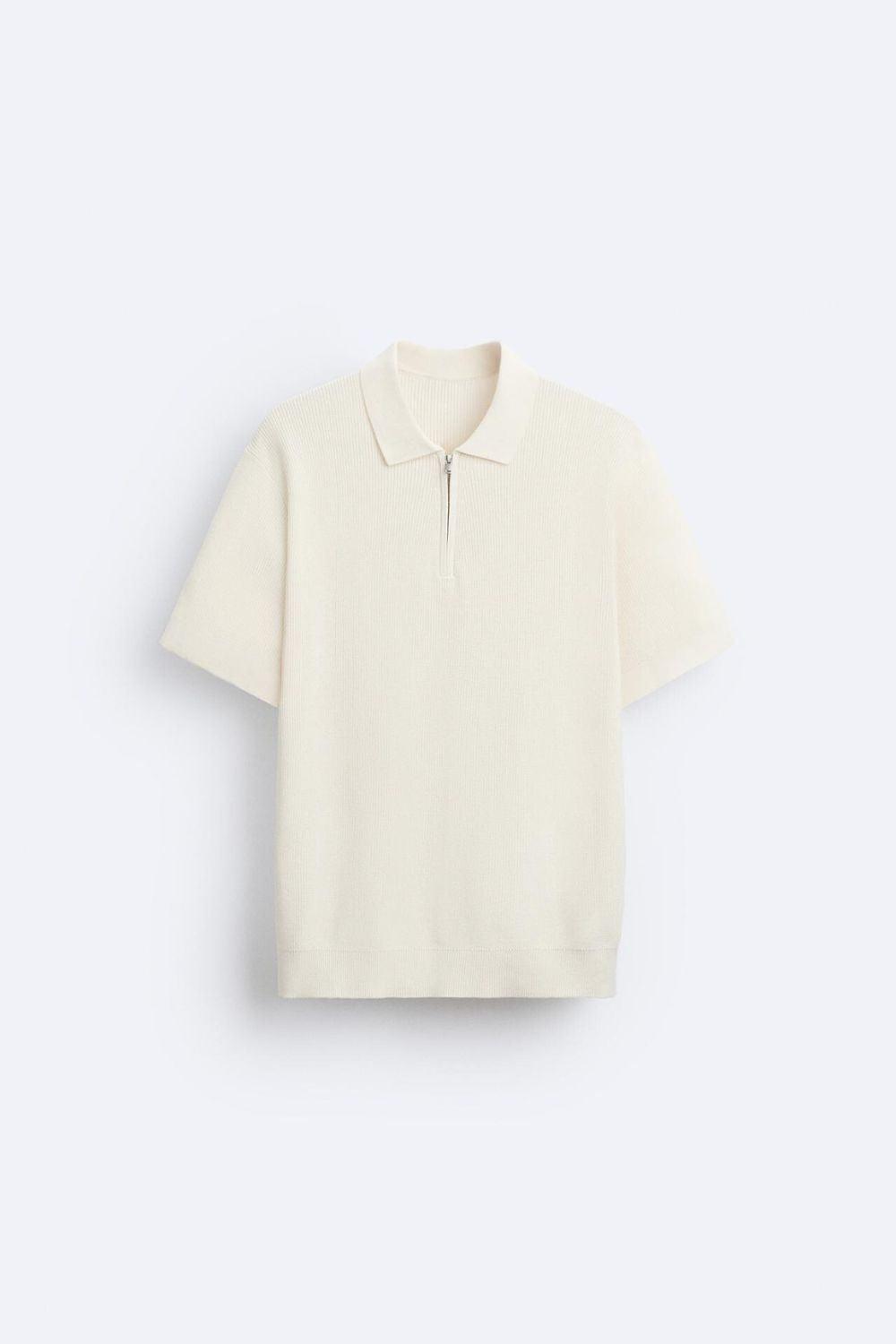 Męska Koszulka Polo Beżowa 3XL 100% Bawełna z Zamkiem-1