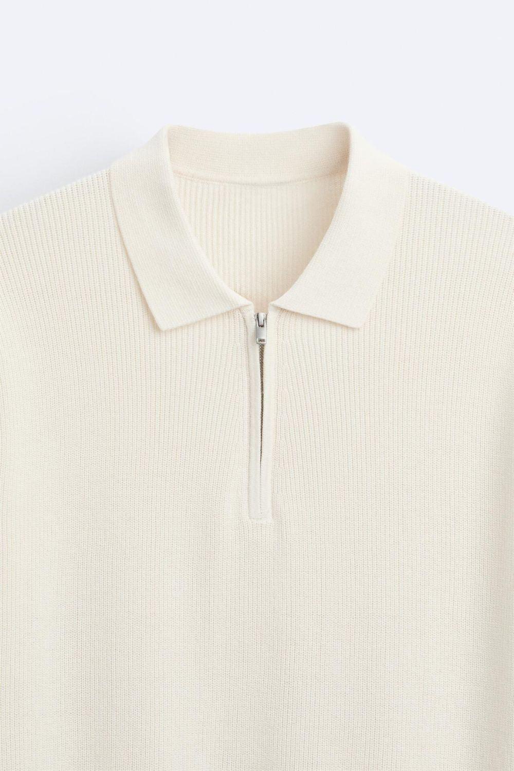 Męska Koszulka Polo Beżowa 3XL 100% Bawełna z Zamkiem-5