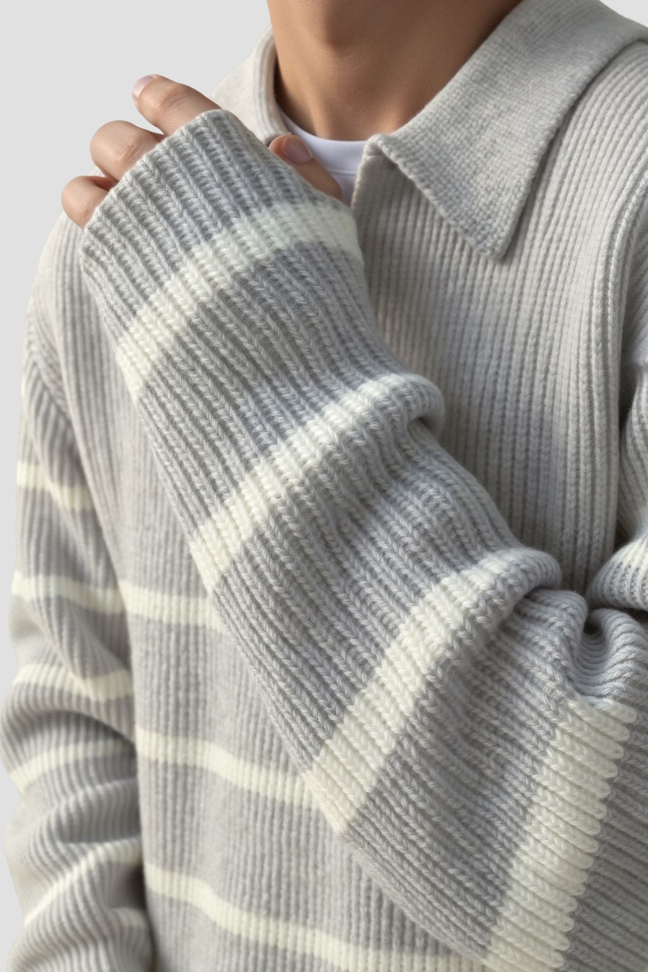 Męski Sweter Kwart-Zip Granatowy Rozmiar M Bawełna-5