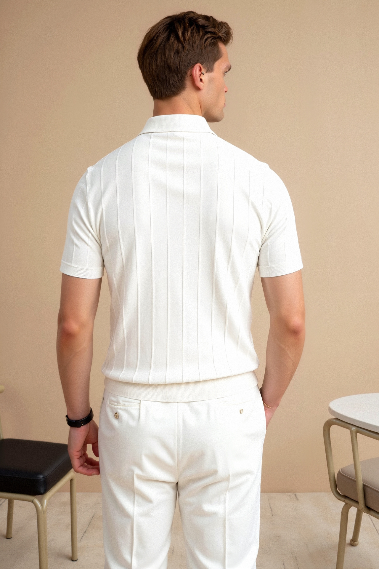 Męska Poloshirt Niebieska Rozmiar M Wiskoza Poliester-4