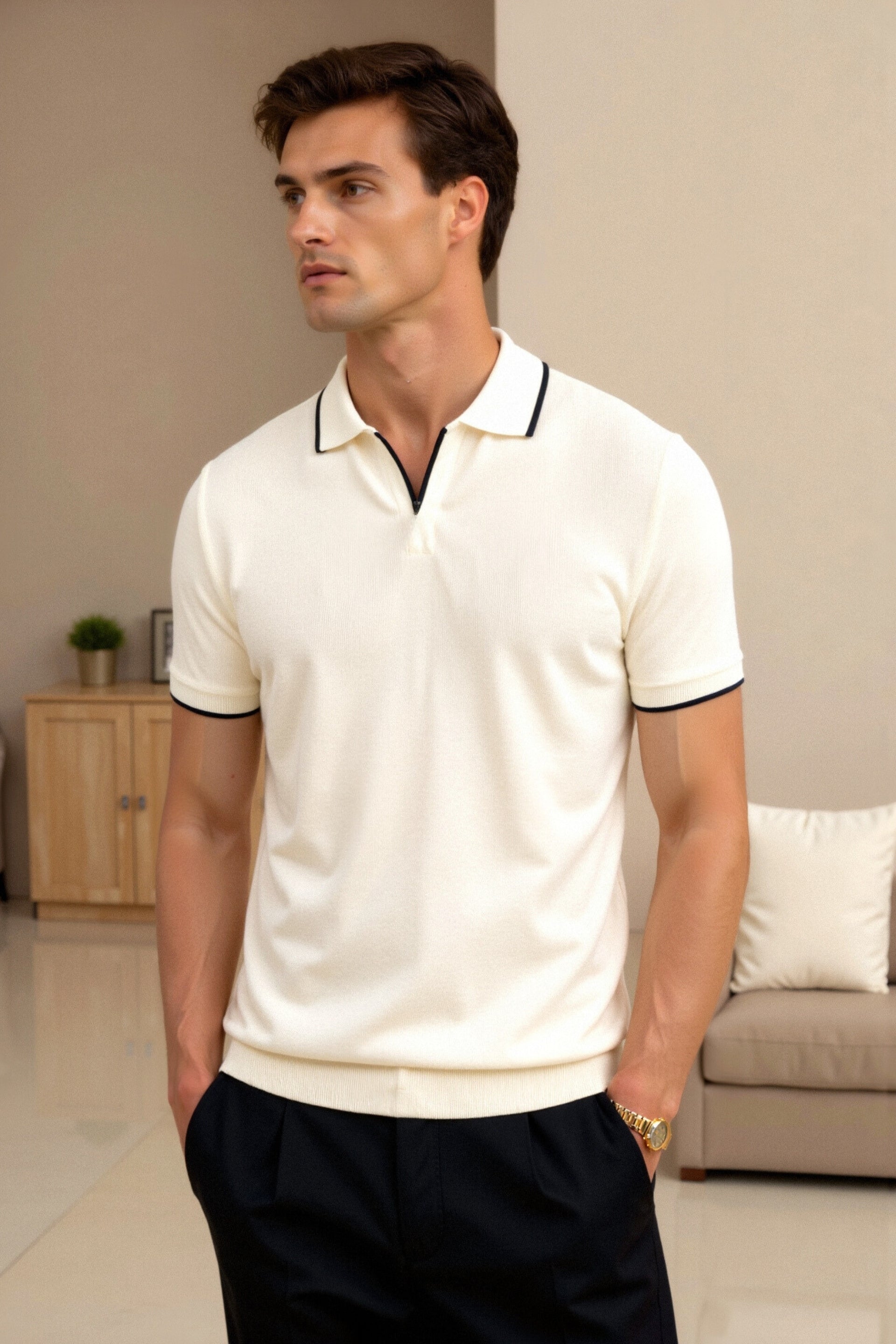 Męska Koszulka Polo Kolorowa Rozmiar M Bawełna Slim Fit-2