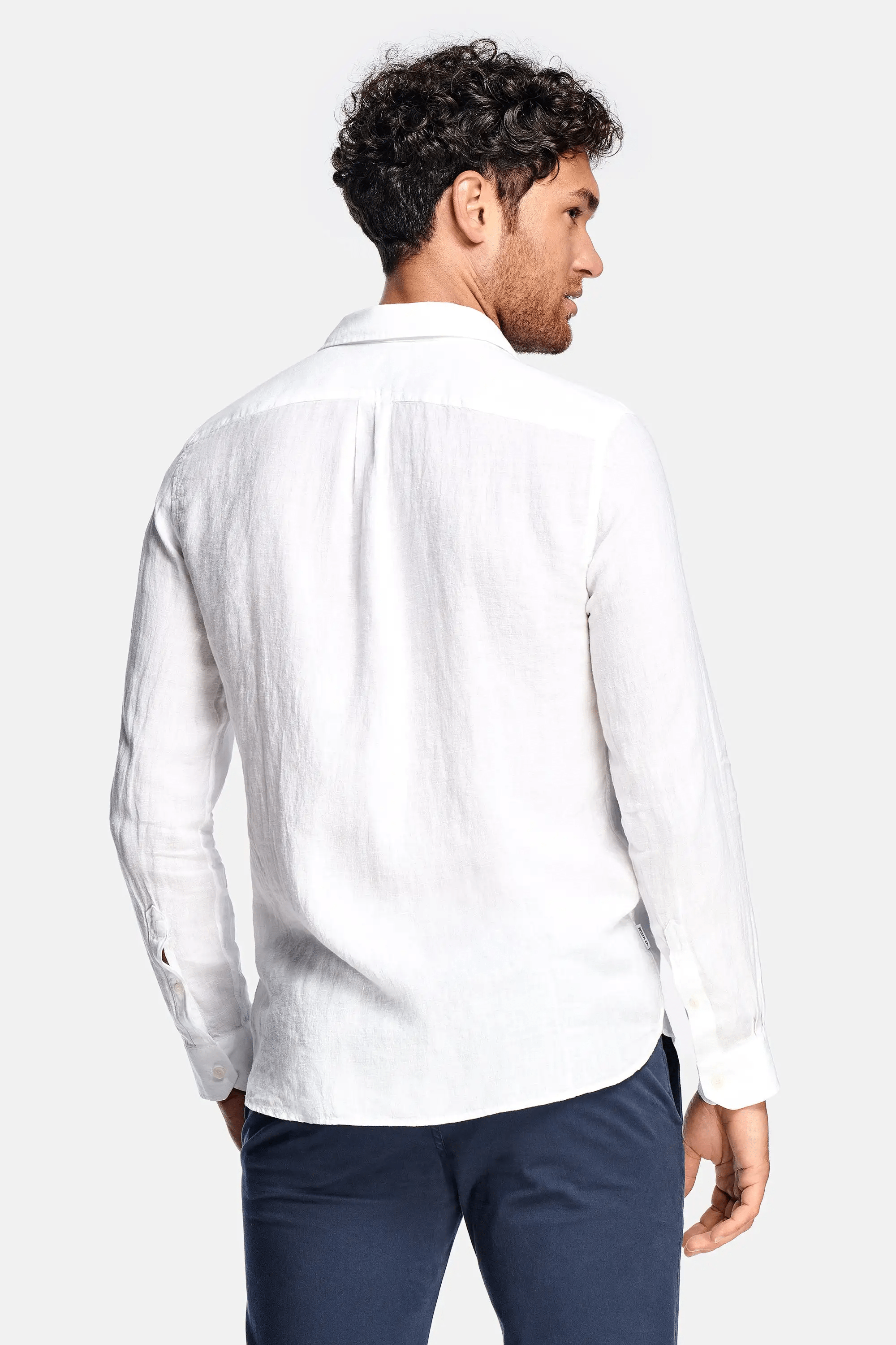 Męska Koszula Lniania Biała 2XL 100% Len-6