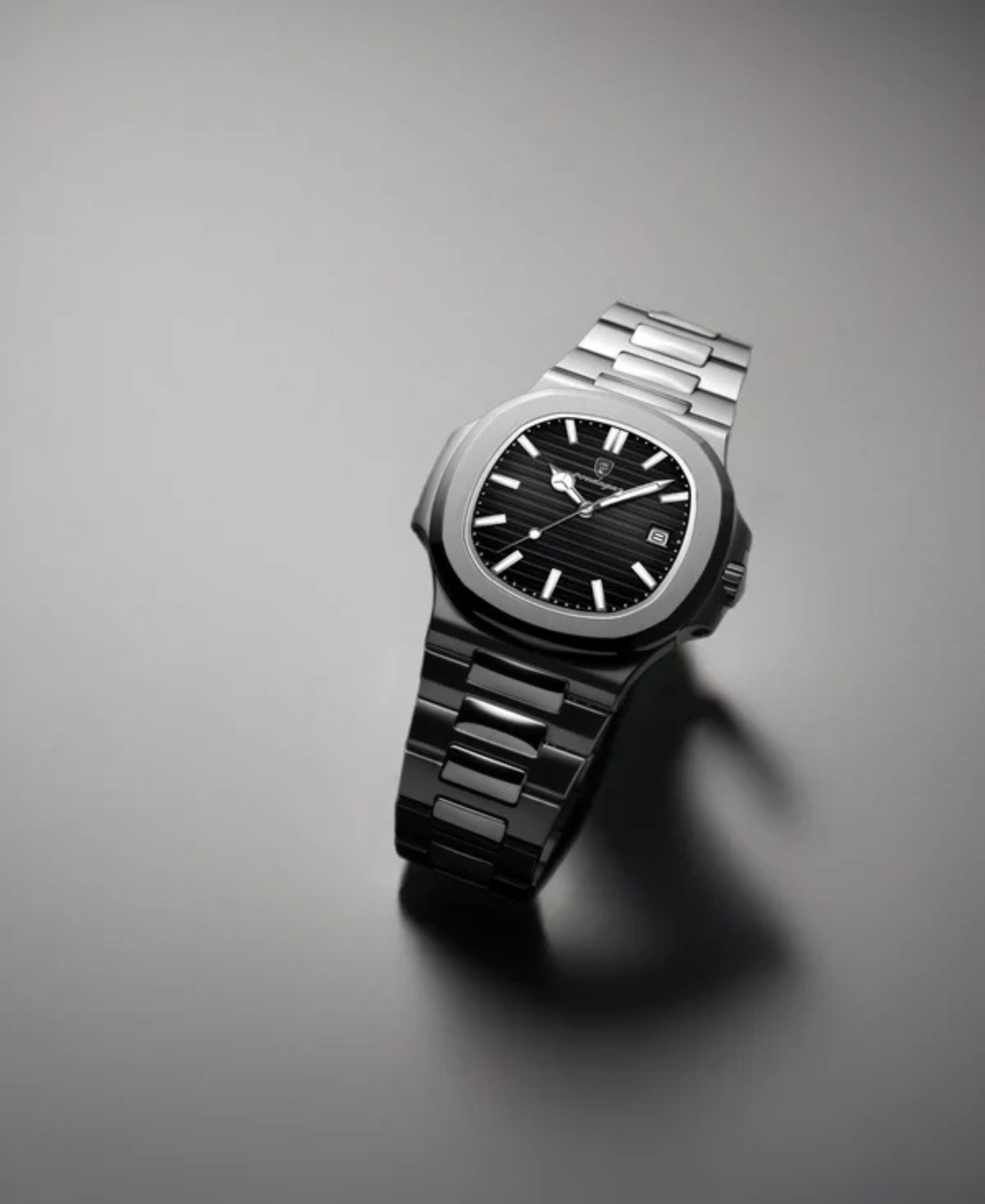 Męski Zegarek Kwarcowy Srebrny 38 mm Stal Nierdzewna Wodoodporny 10 ATM-4