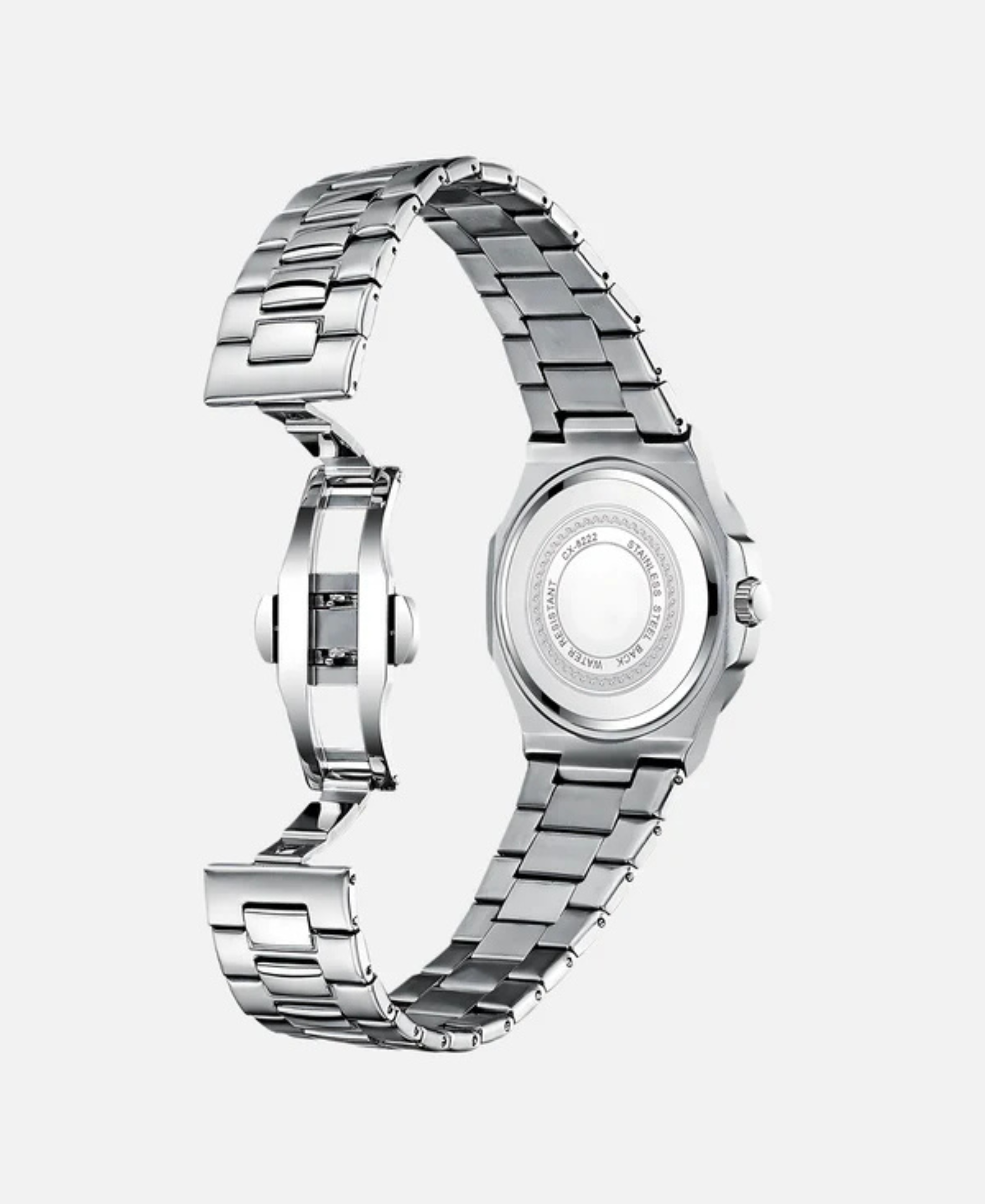Męski Zegarek Kwarcowy Srebrny 38 mm Stal Nierdzewna Wodoodporny 10 ATM-2