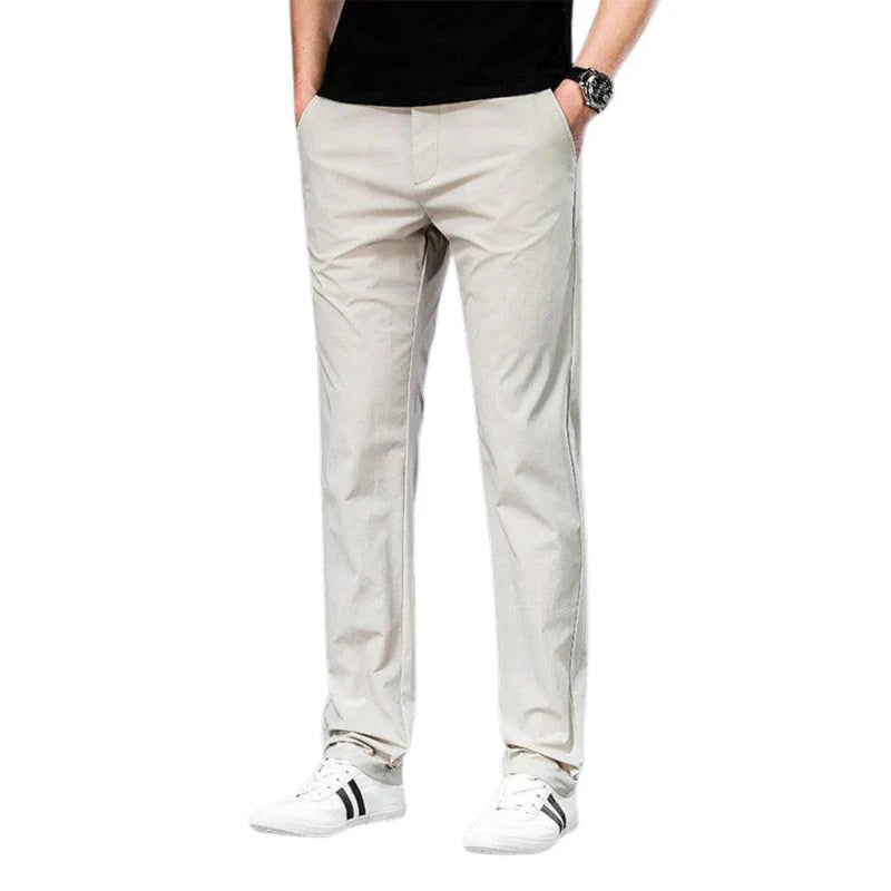 Męskie Chino Spodnie Beżowe Rozmiar L Bawełna Nylon Spandex-1