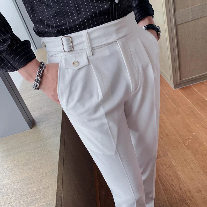 Męskie Spodnie Slim Fit Czarny Rozmiar M Bawełna-4