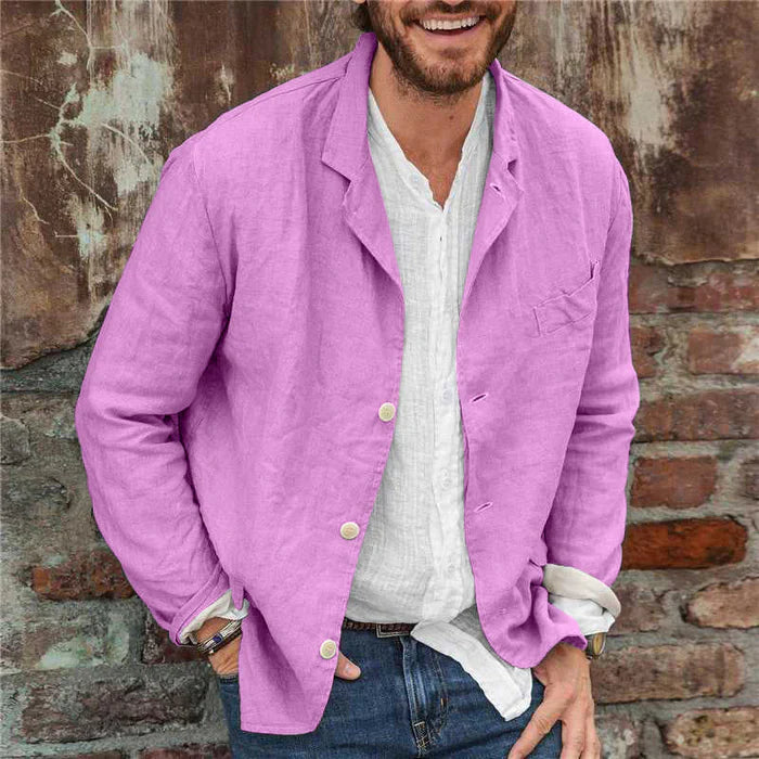 Variant image for Męski Blazer Beżowy Rozmiar M Len Casual-13