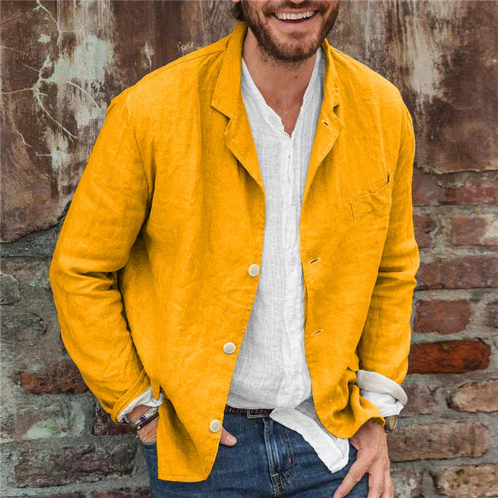 Variant image for Męski Blazer Beżowy Rozmiar M Len Casual-7