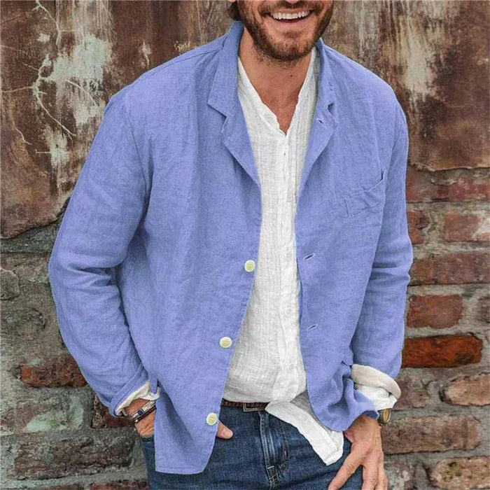 Variant image for Męski Blazer Beżowy Rozmiar M Len Casual-25