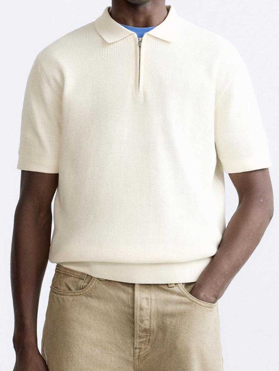 Męska Koszulka Polo Beżowa 3XL 100% Bawełna z Zamkiem-2