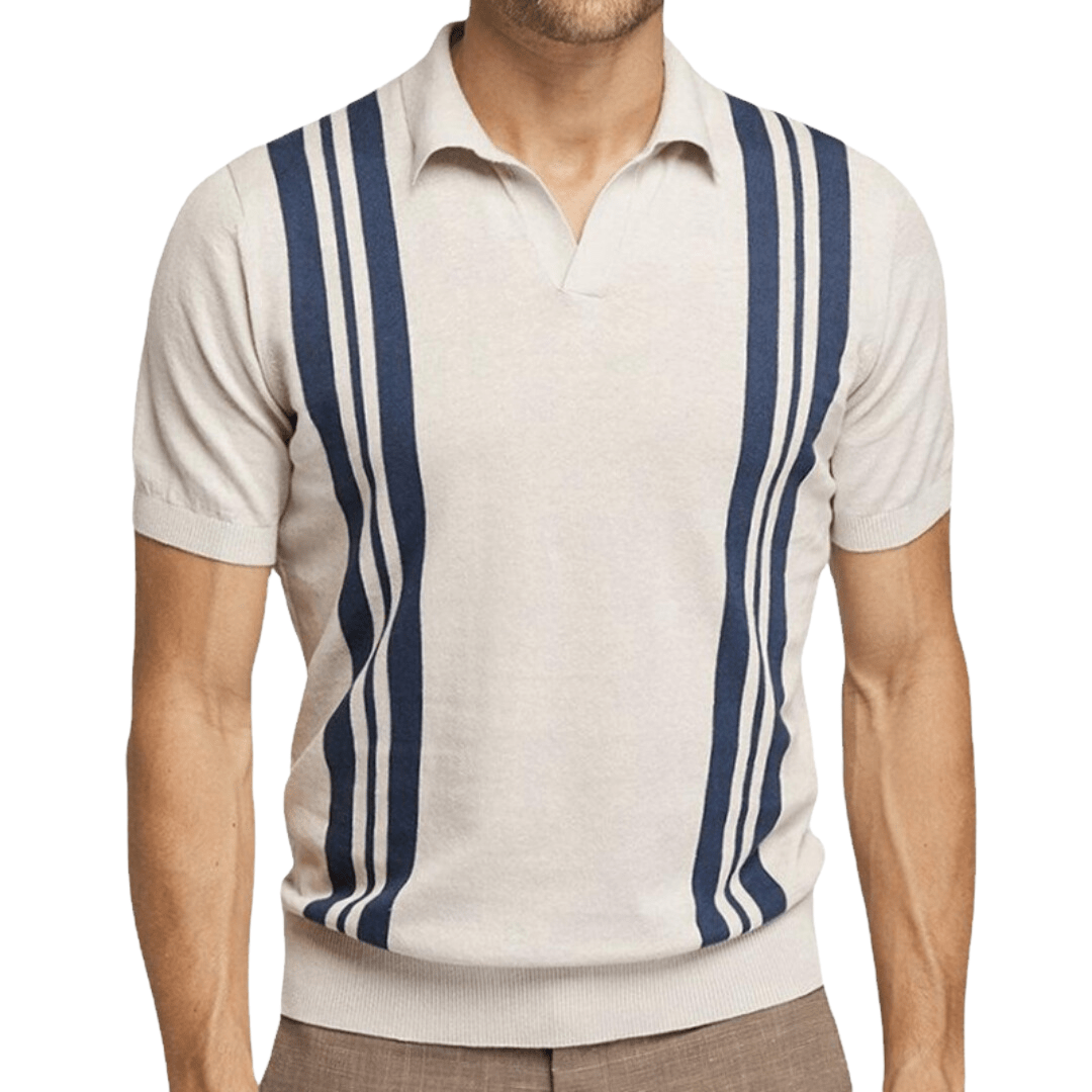Męska Poloshirt Niebieska Rozmiar M Bawełna Paski-1