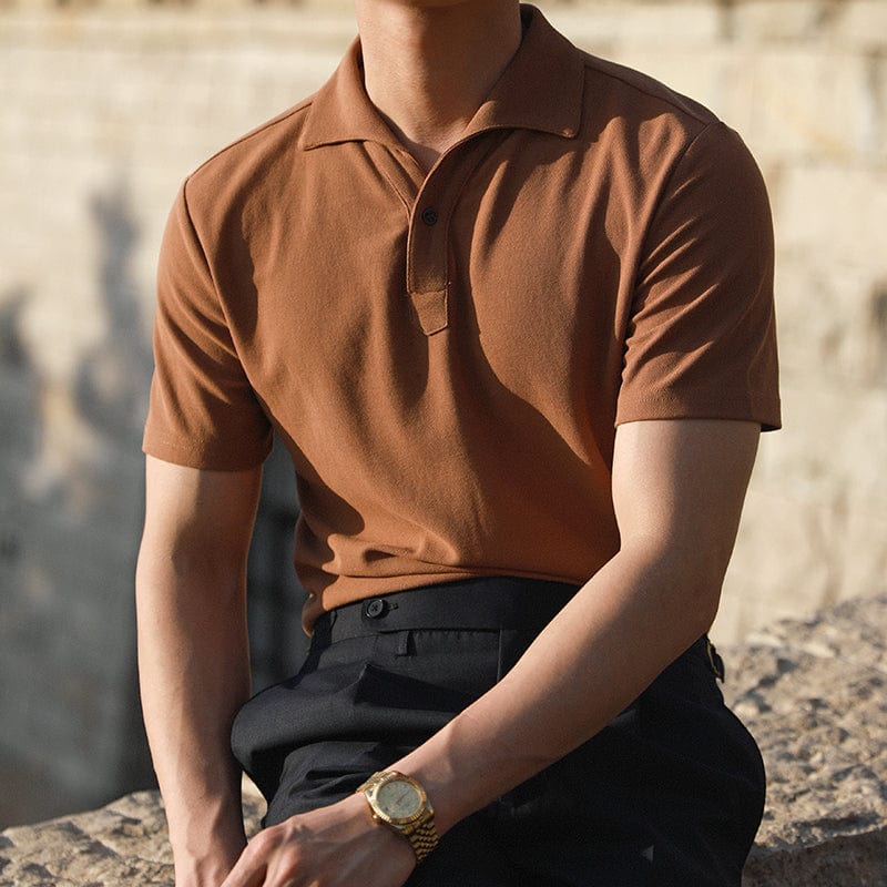 Variant image for Męska Koszulka Polo Elegancka Rozmiar M Lekka Tkanina Slim Fit-1
