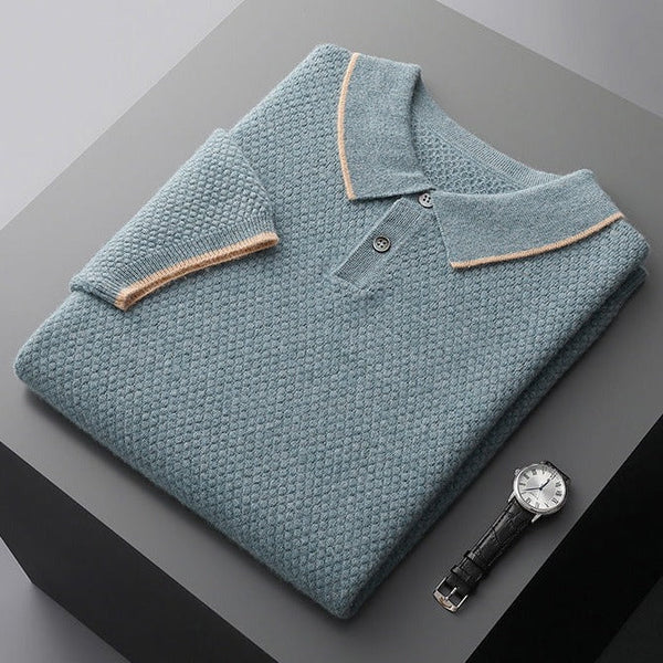 Męska Koszulka Polo Niebieska Rozmiar M Bawełna Krótki Rękaw Slim Fit-3