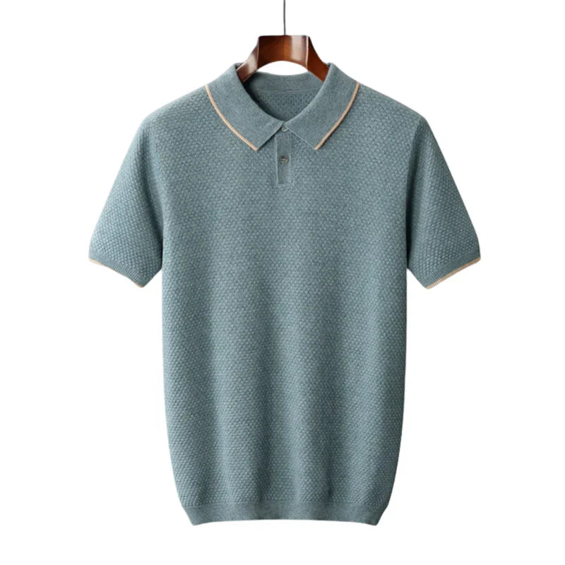 Variant image for Męska Koszulka Polo Niebieska Rozmiar M Bawełna Krótki Rękaw Slim Fit-1