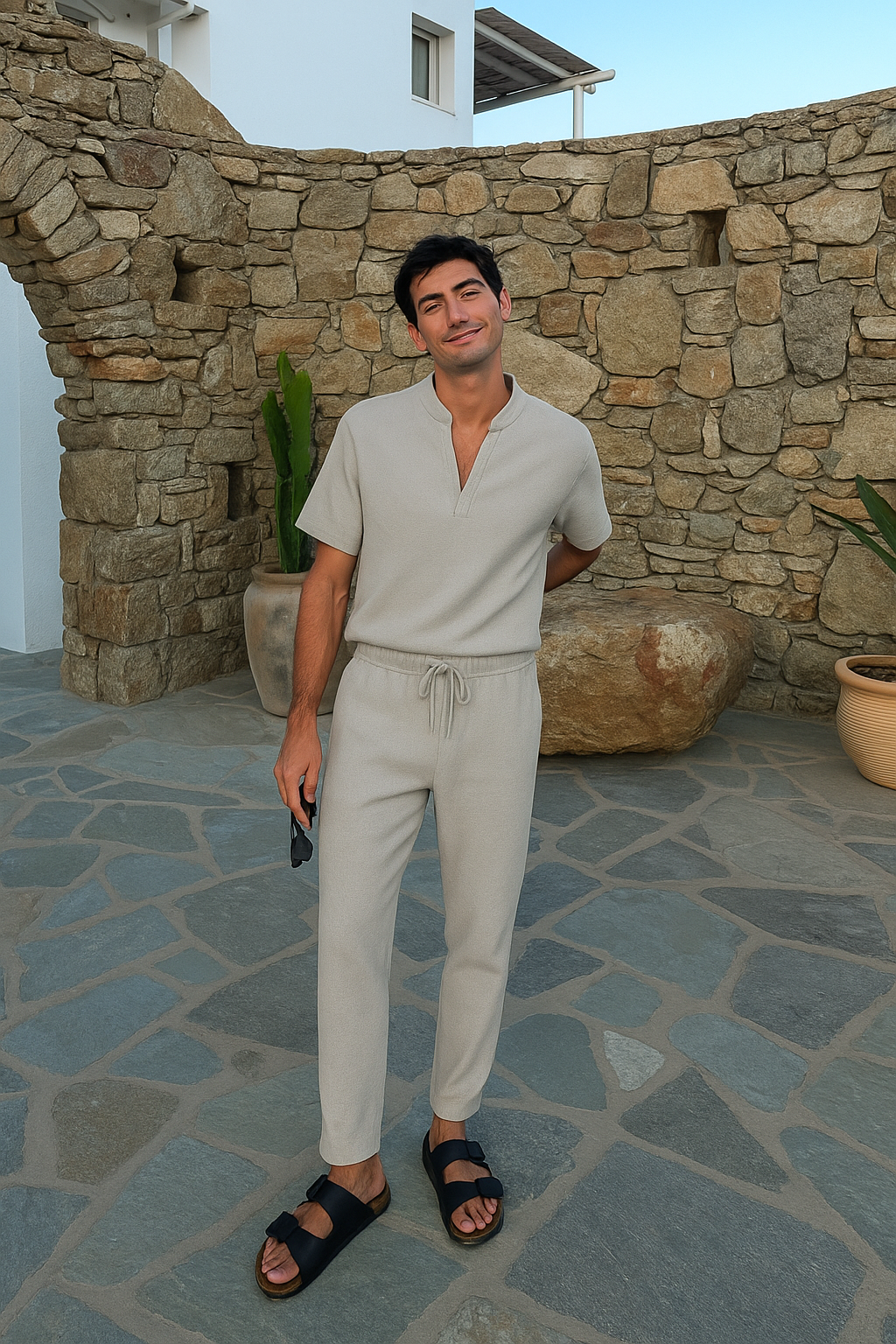 Męski Zestaw Loungewear Szary Rozmiar M Poliester i Elastan 0