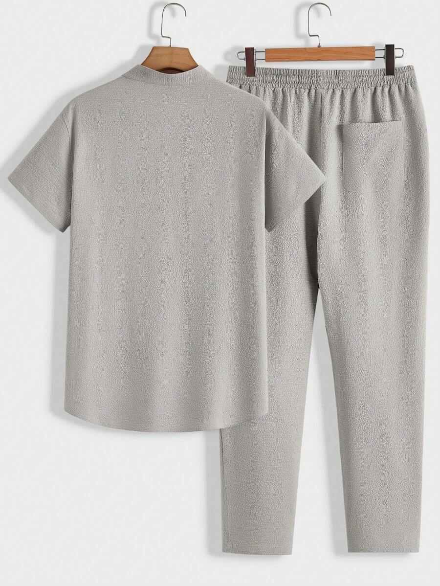 Męski Zestaw Loungewear Szary Rozmiar M Poliester i Elastan 2