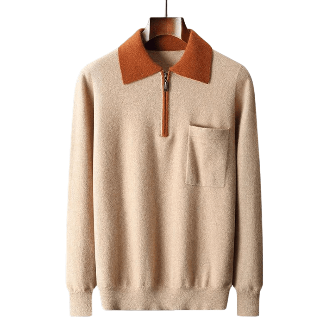 Męski Sweter Kaszmirowy Szary Rozmiar M Zamek-3