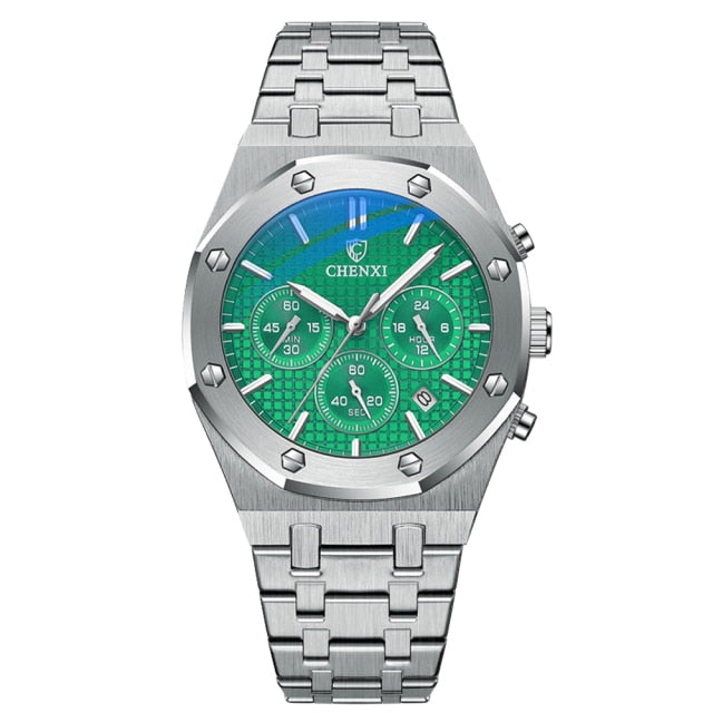 Męski Zegarek Chronograf Czarny Rozmiar Regulowany Skórzany-6